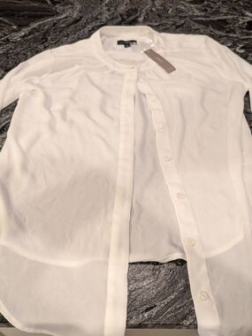 J. Crew White Semi Sheer Button-Front Blouse